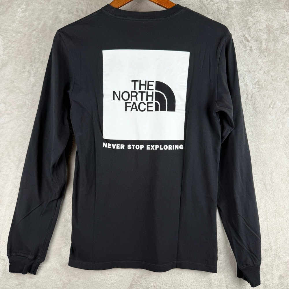 The North Face Mens Black Long Sleeve Box Logo Graphic T-Shirt Small NF0A471K